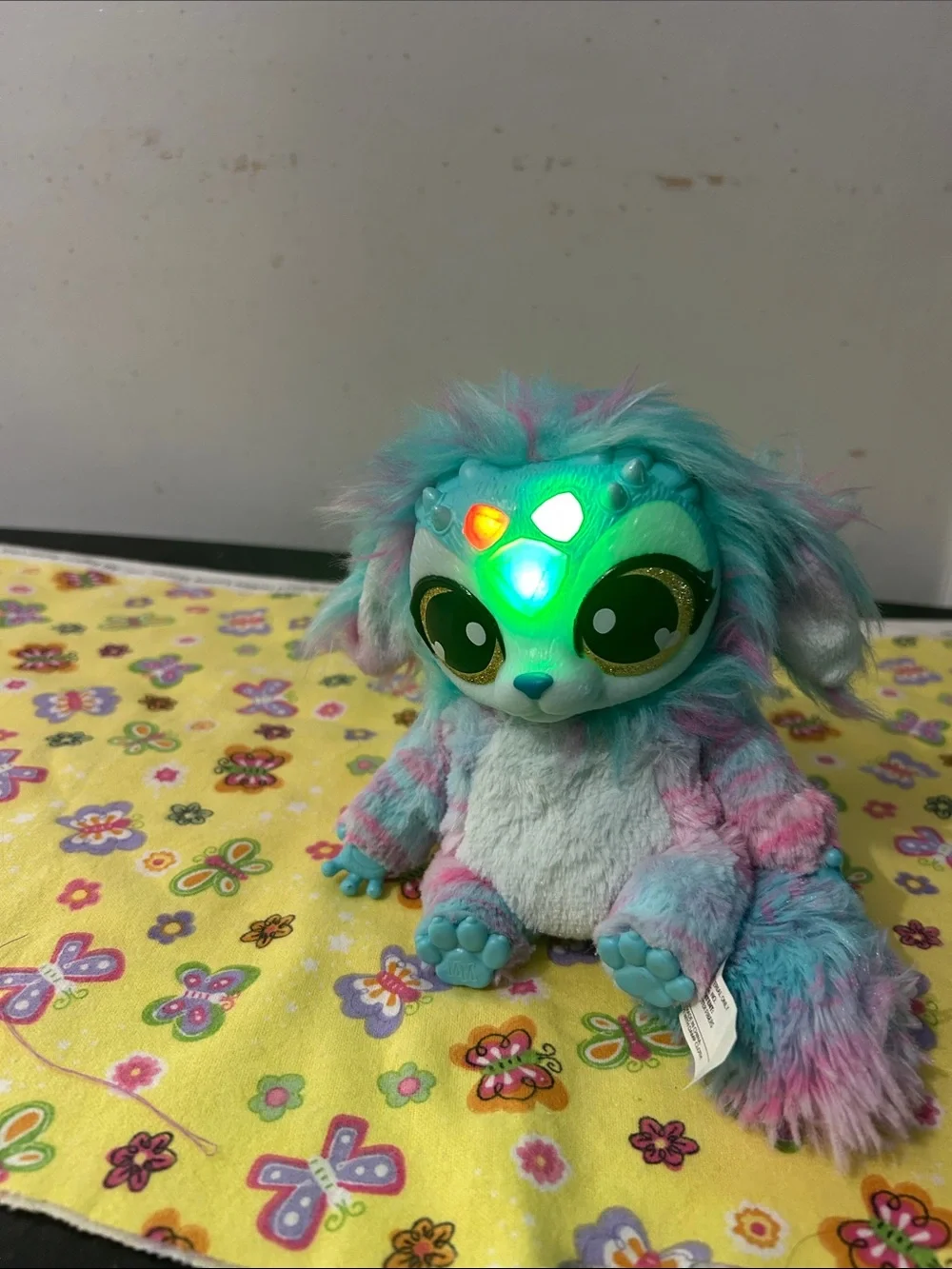 Plush Small Pet Toy in Blue, Teal and Pink - Soft Multicolor Plush
